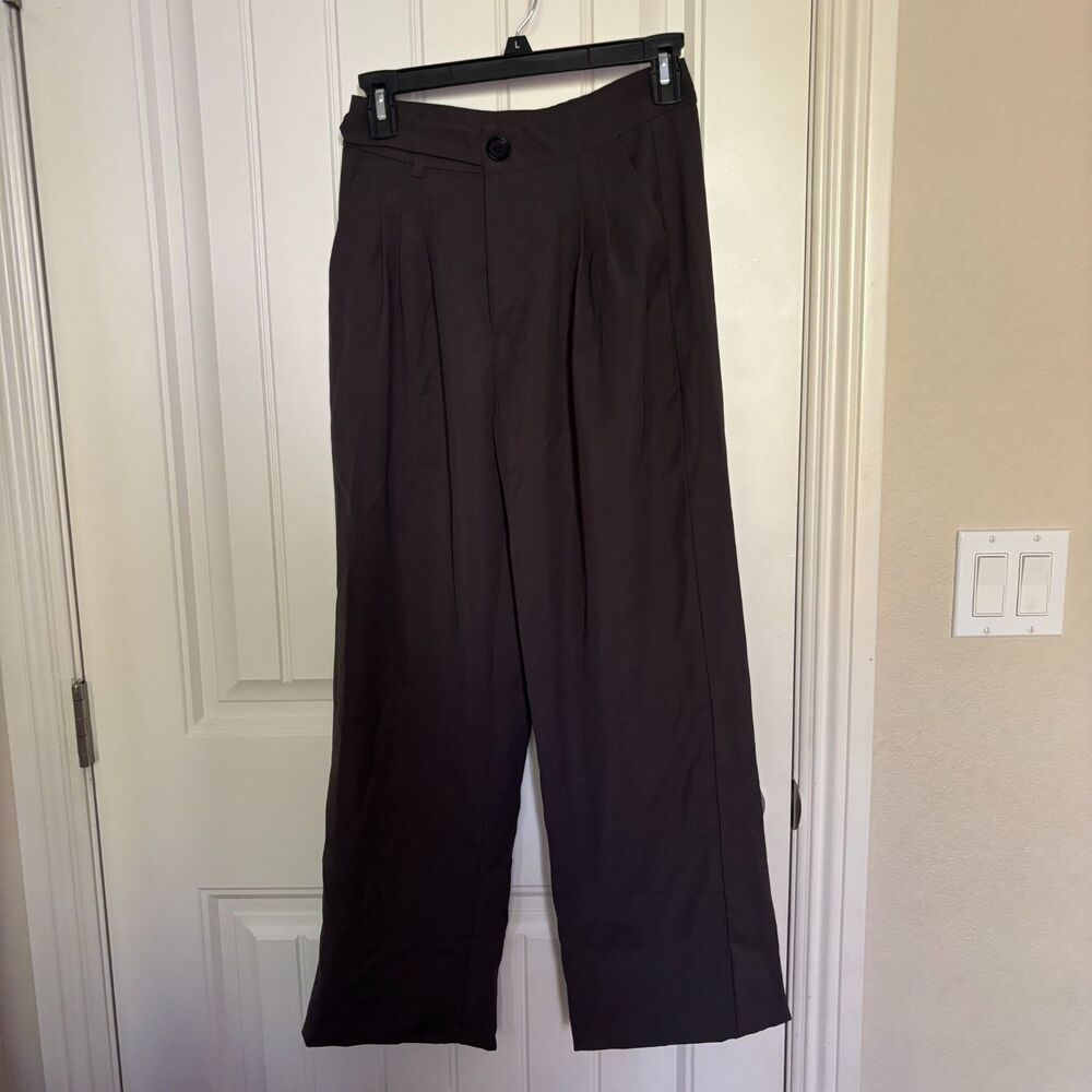 VTG Womens black high waisted wide leg pants front pleats sze small